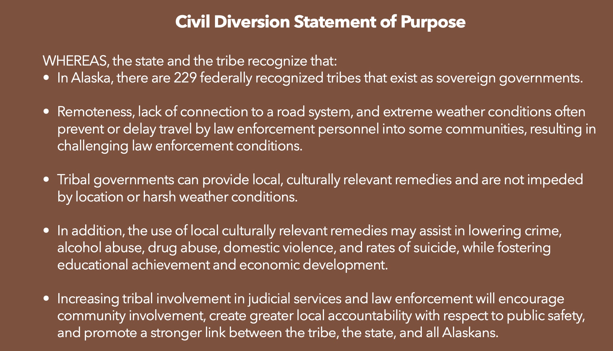 New Civil Diversion Agreement Recognizes Village Authority, Native